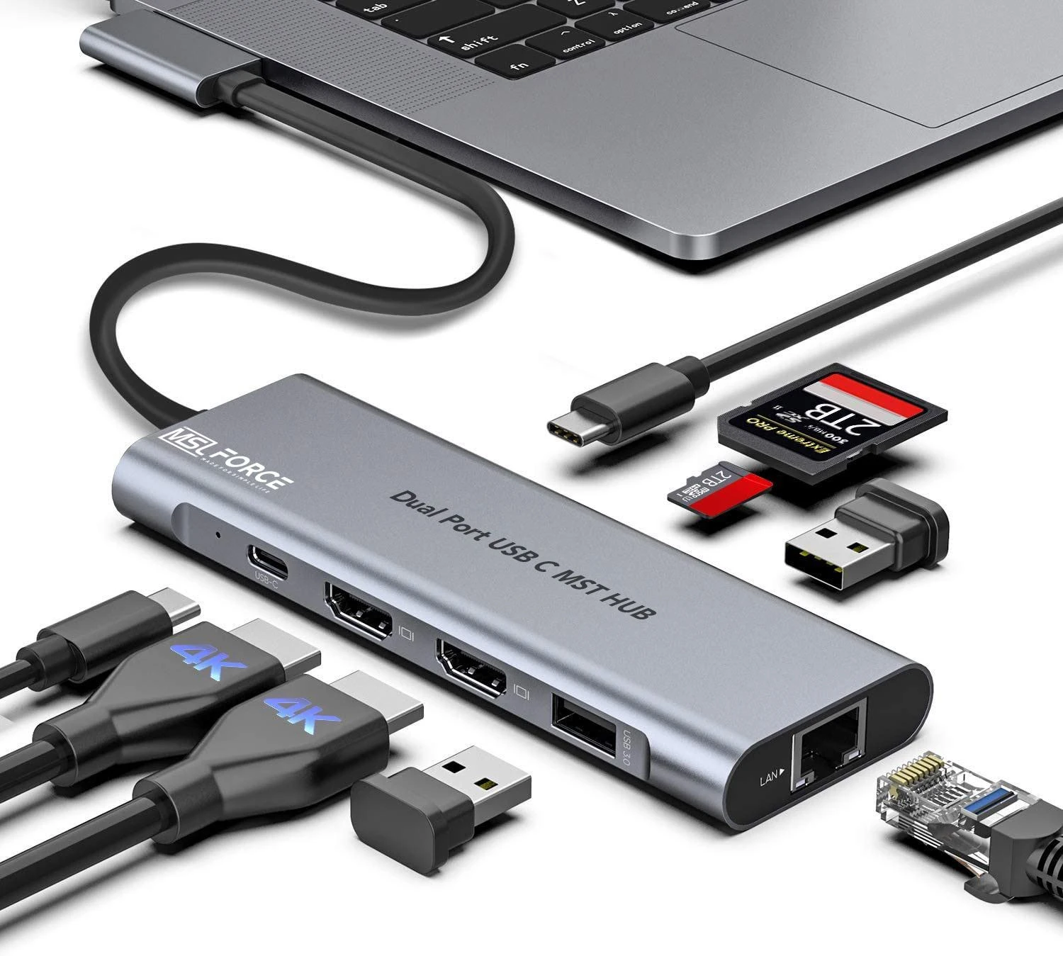 Dual port usb c hub