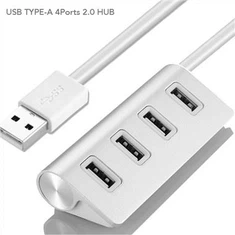 4-port Usb 2.0 aluminijski hub s plavom LED-om
