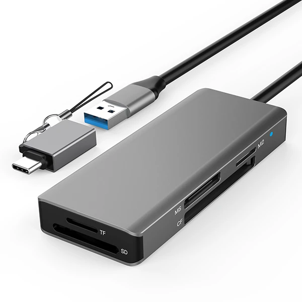 5 in 1 Card Reader SD TF MS CF M2 Adapter Dual Port Design