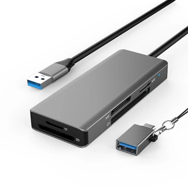 5 in 1 Card Reader SD TF MS CF M2 Adapter Dual Port Design