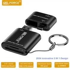 2 u 1 USB C na UHS-II čitač SD TF kartica s dizajnom privjeska za ključeve